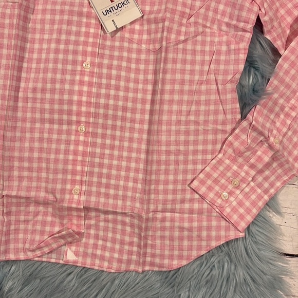 NWT UNTUCKit Calina Women’s Pink & White Gingham Long Sleeve Button Down Shirt - Picture 8 of 9